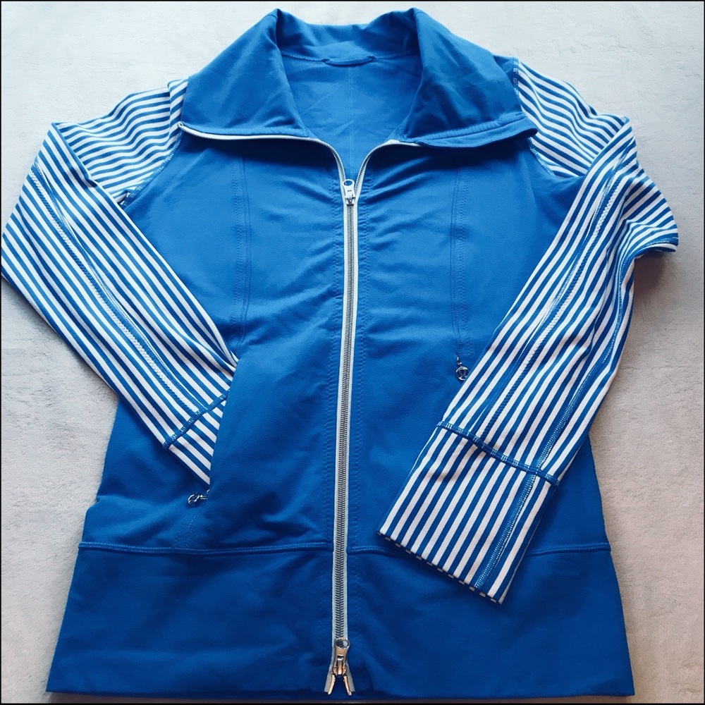 lululemon athletica Blue Jacket with White-Blue Striped Sleeves